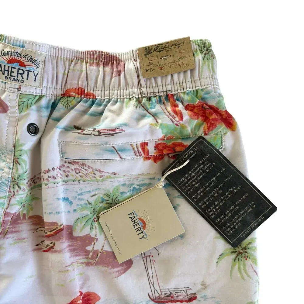Faherty Beacon Tropical Print Swim Trunks Mens Shorts Size Small NWT